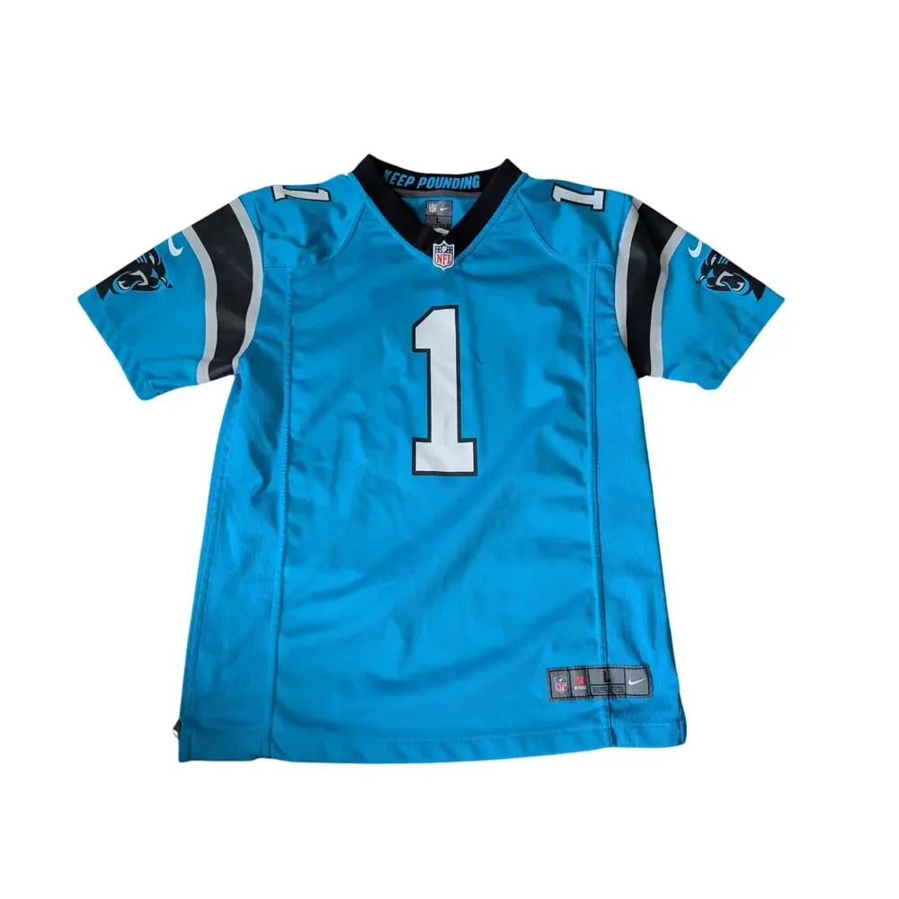 Nike Cam Newton Carolina Panthers Youth Large 14-16 Blue Football Jersey NFL #1